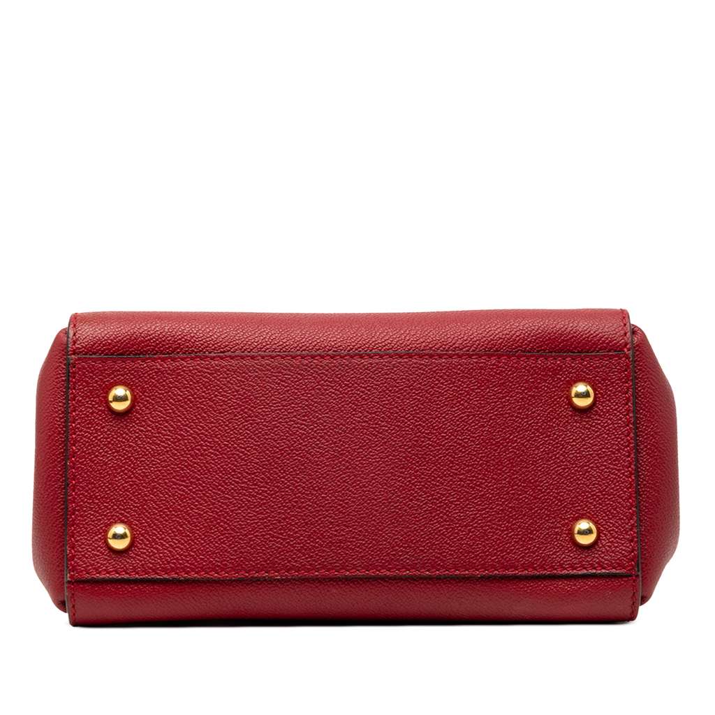 Burberry Small Grained Leather Buckle Tote Red Leather Good condition - Inside View