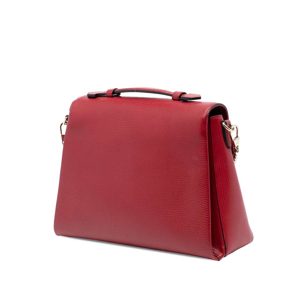 Gucci Medium Dollar Calf Interlocking G Satchel Red Leather Good condition - Back View