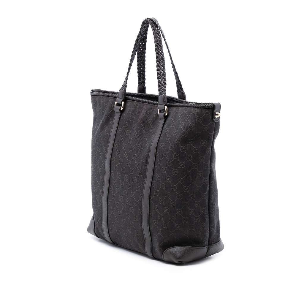 Gucci Large GG Denim Marrakech Tote Brown Denim Good condition - Back View