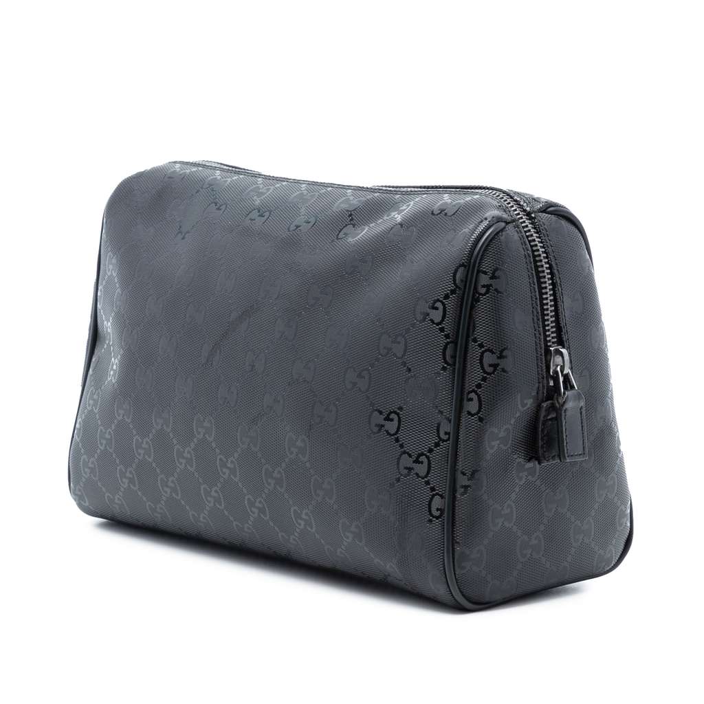 Gucci GG Imprime Cosmetic Pouch Black Canvas Good condition - Back View