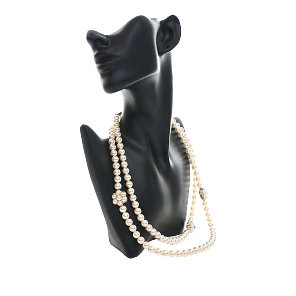 Chanel CC Faux Pearl Cluster Necklace White Good condition - Back View