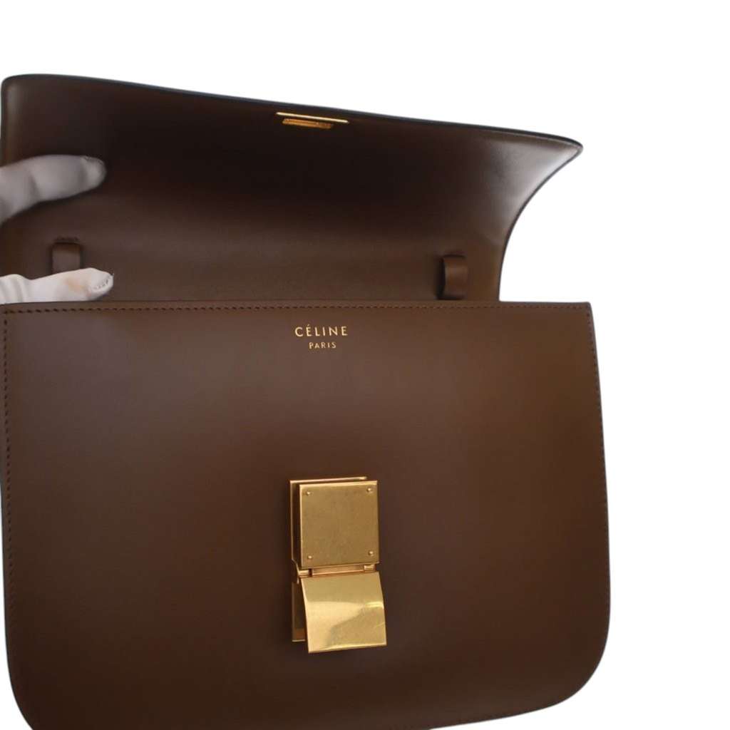 Celine Medium Calfskin Classic Box Brown Leather Good condition - Box View