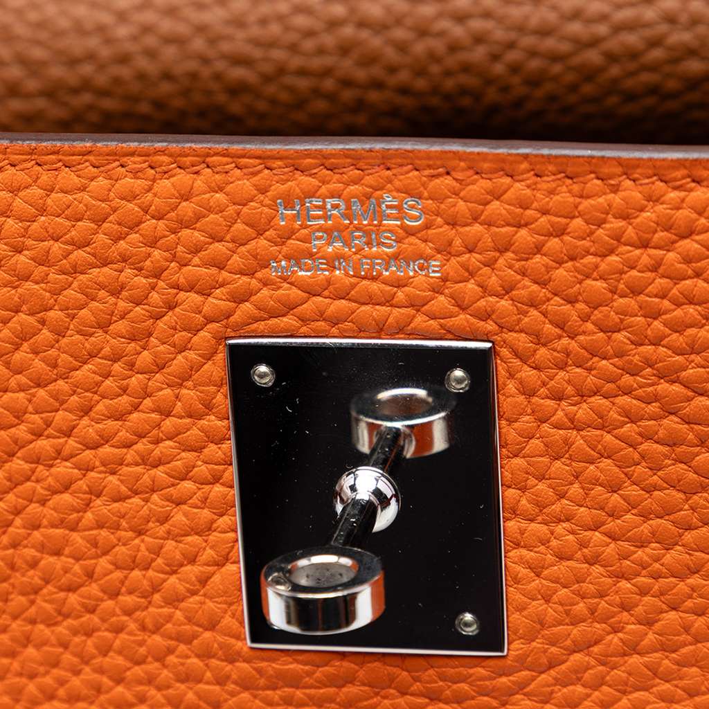 Hermès Clemence Arlequin Kelly II Retourne 32 Orange Leather Good condition - Box View