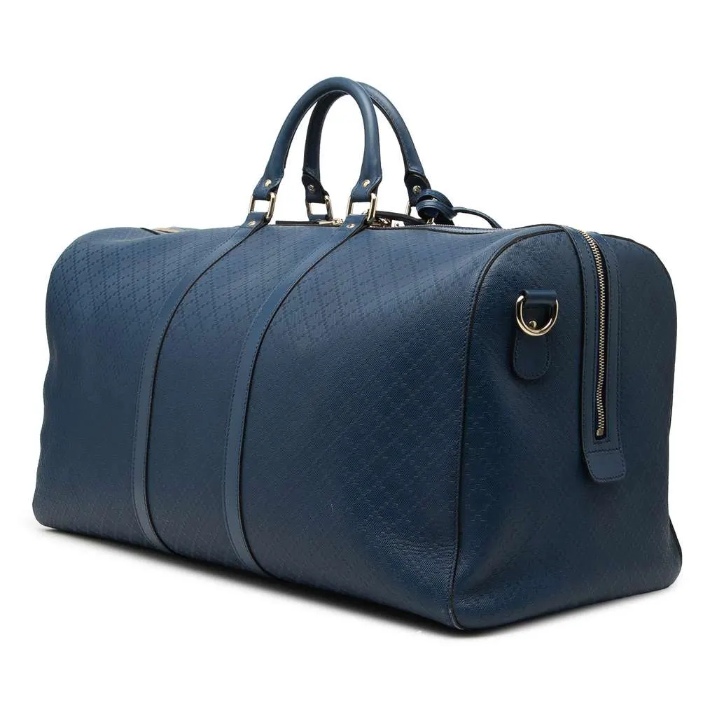 Gucci Large Diamante Bright Leather Carry On Duffle Bag Blue Leather Very good - Back View