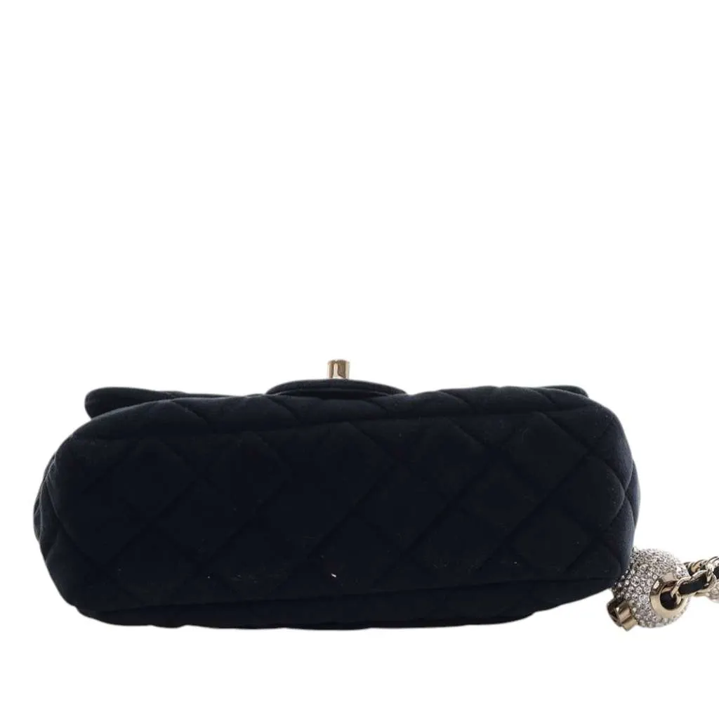 Chanel Mini Rectangular Classic Velvet Pearl Crush Single Flap Black Velvet Very good - Inside View