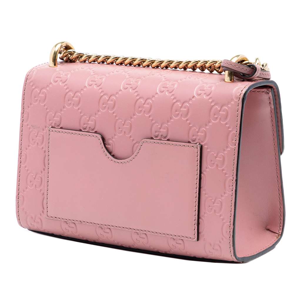 Gucci Small Guccissima Padlock Crossbody Pink Leather Good condition - Back View