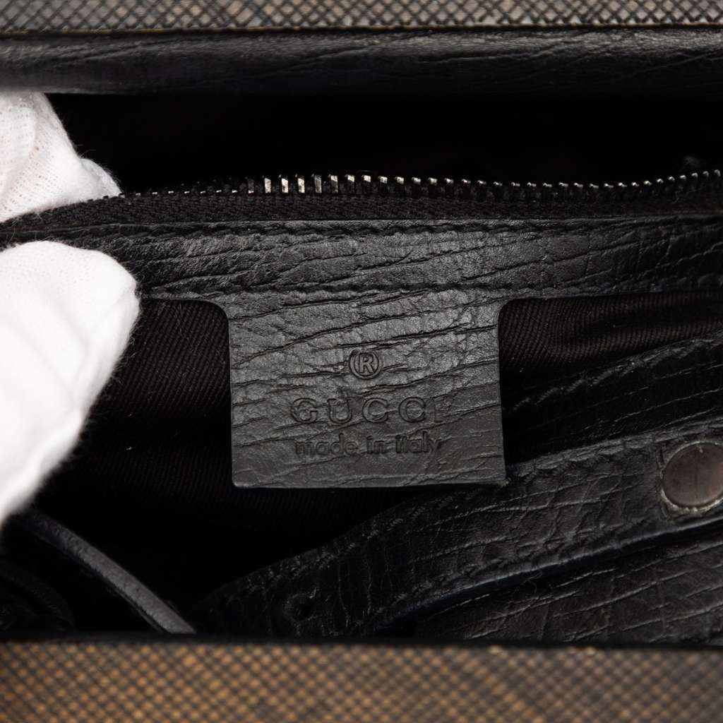 Gucci GG Canvas Wood Frame Handbag Black Canvas Good condition - Box View