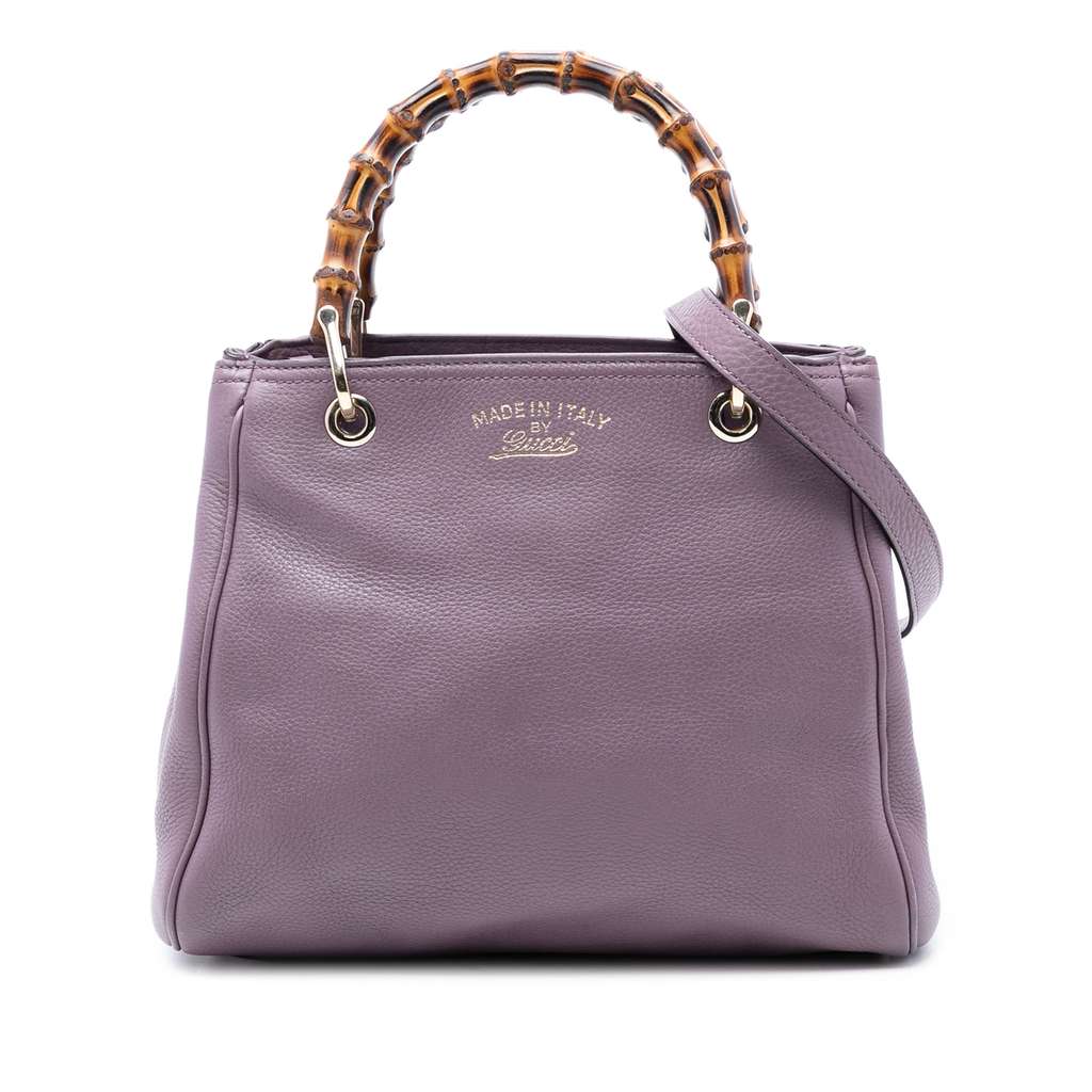 Gucci حقيبة تسوق صغيرة من جلد العجل والخيزران