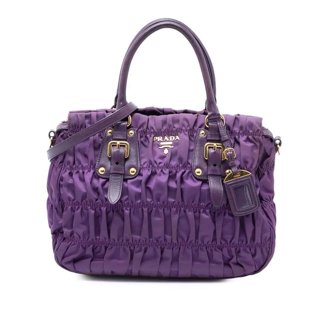 Prada Tessuto Gaufre Satchel Purple Very good - Front View