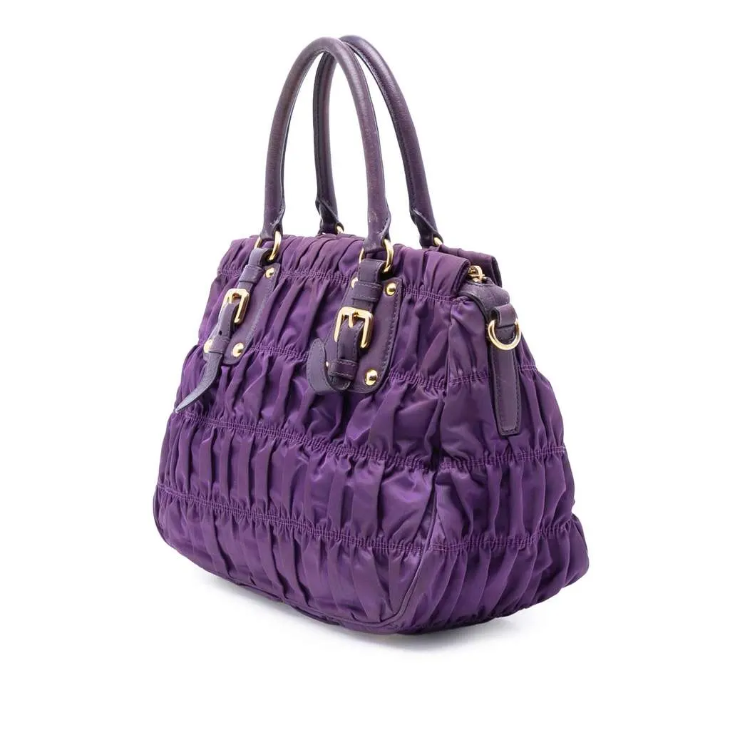 Prada Tessuto Gaufre Satchel Purple Very good - Back View