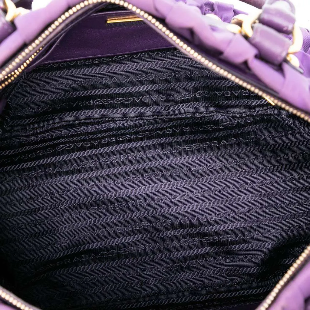 Prada Tessuto Gaufre Satchel Purple Very good - Model View