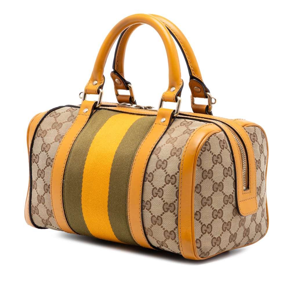 Gucci Small GG Canvas Web Joy Boston Bag Beige Good condition - Back View