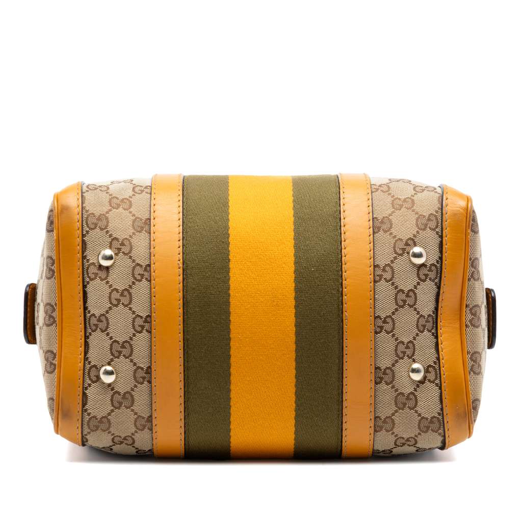 Gucci Small GG Canvas Web Joy Boston Bag Beige Good condition - Inside View