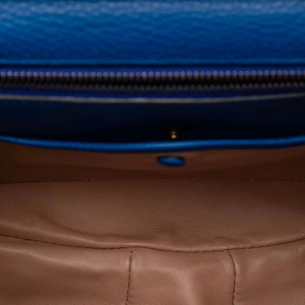Gucci Medium Suede Bamboo Nouveau Fringe Crossbody Blue Leather Very good - Model View