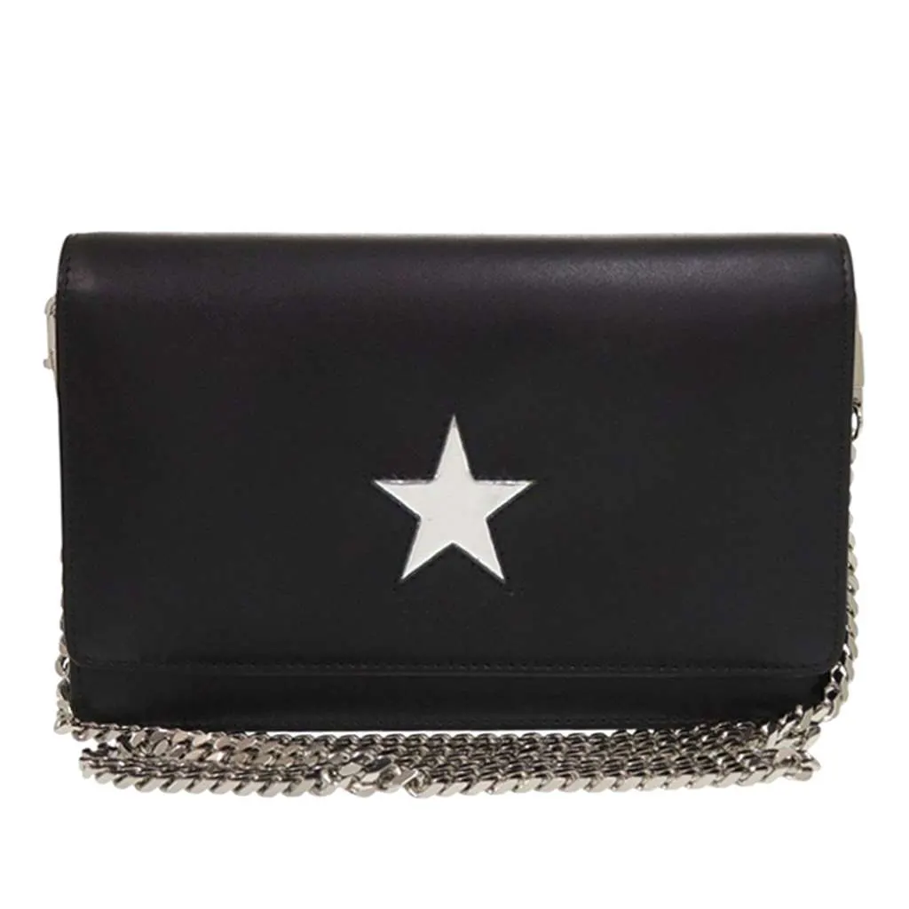 Givenchy Leather Pandora Star Wallet on Chain Black Leather Very good - Front View
