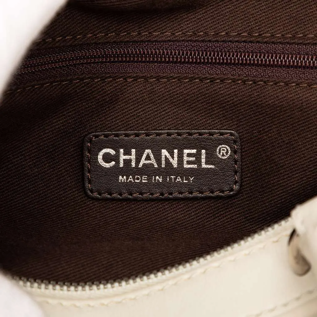 Chanel CC Calfskin Wild Stitch Bowling Bag White Leather Very good - Box View