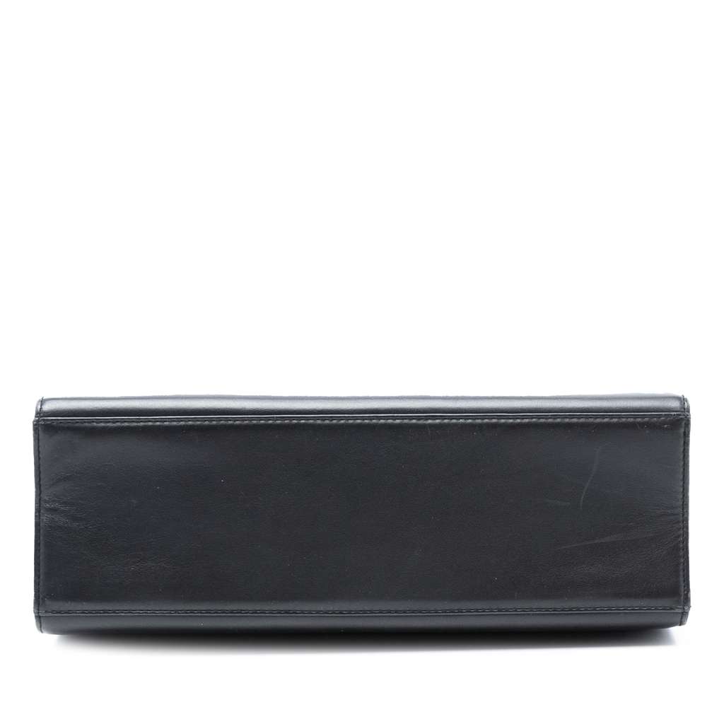 Chanel CC Calfskin Tortoiseshell Handbag Black Leather Good condition - Inside View