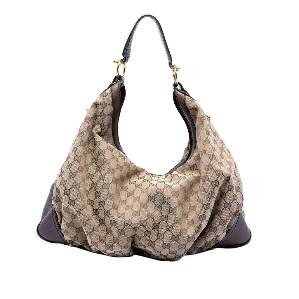 Gucci Large GG Canvas Jockey Hobo Beige Very good - Front View