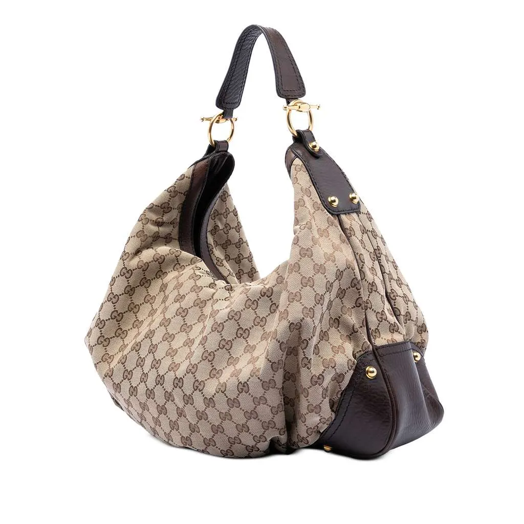 Gucci Large GG Canvas Jockey Hobo Beige Very good - Back View