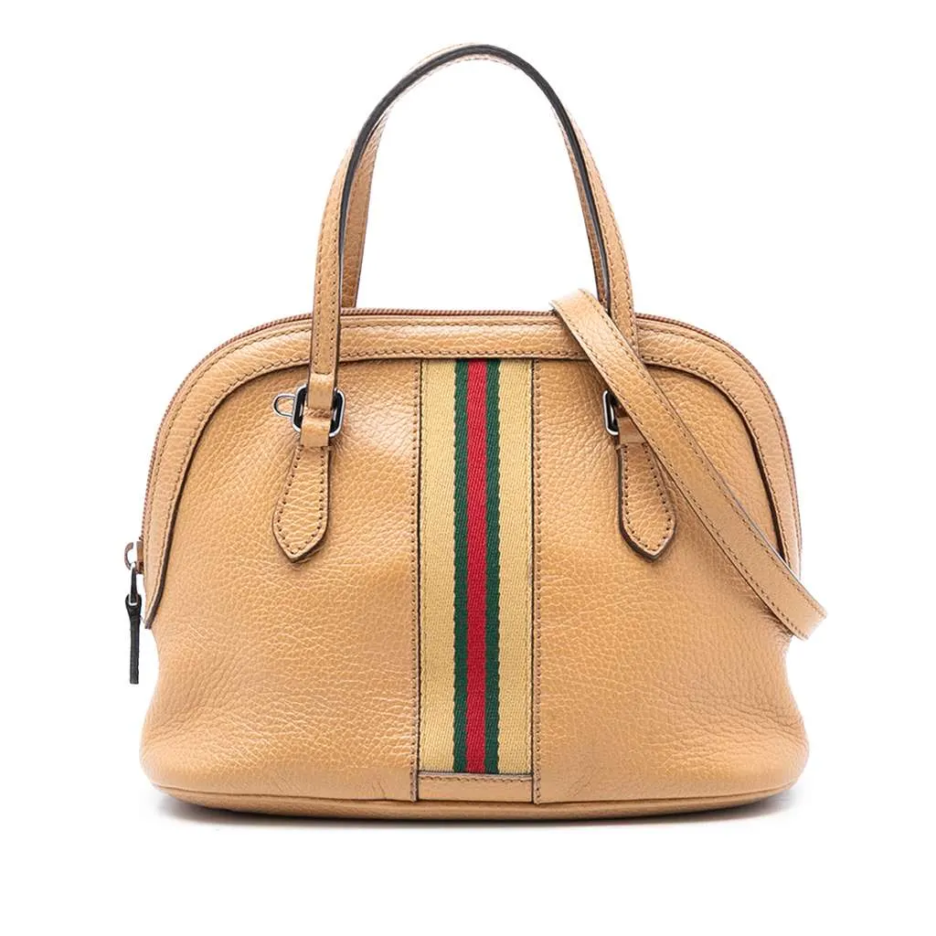 Gucci Mini Leather Web Dome Satchel Brown Leather Very good - Front View