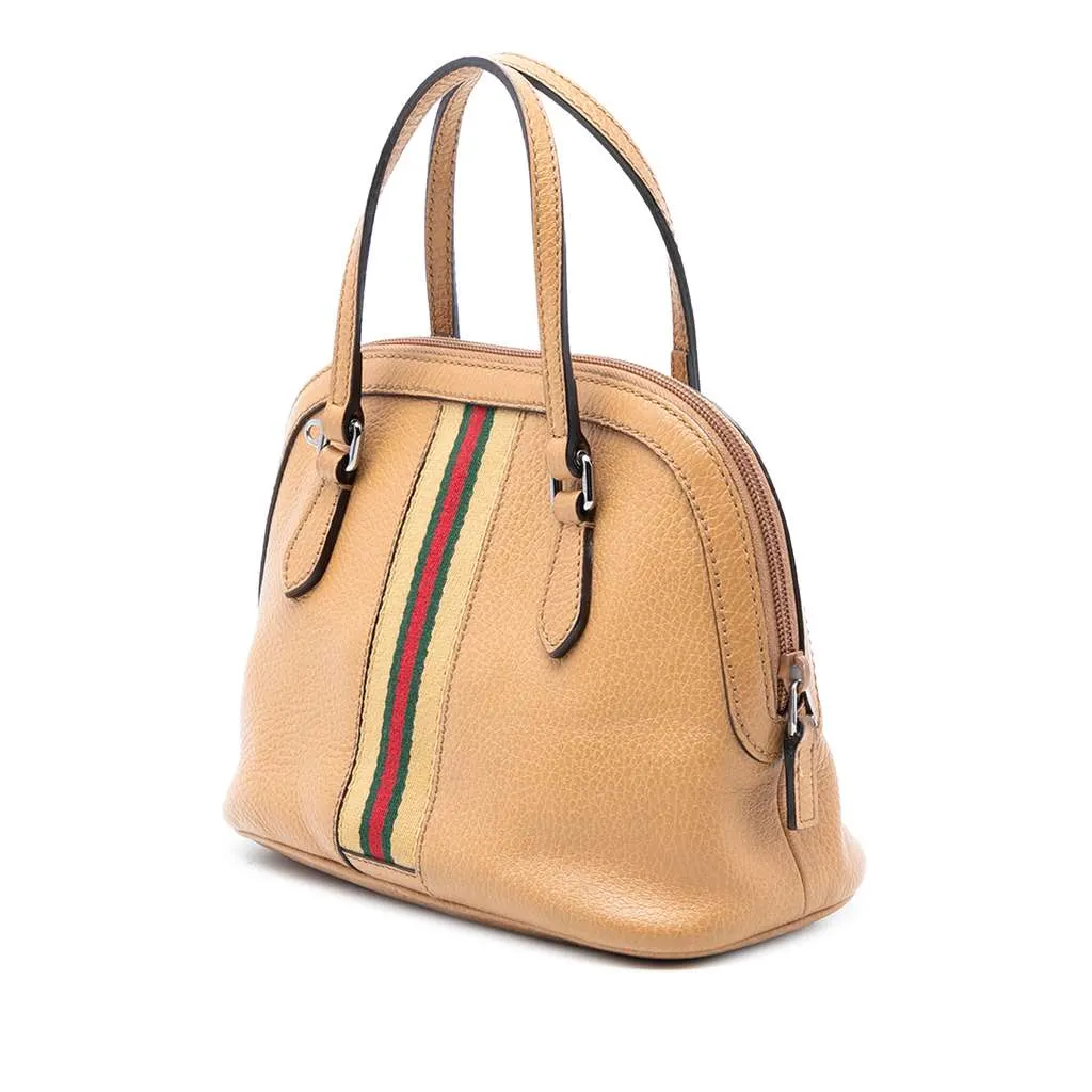Gucci Mini Leather Web Dome Satchel Brown Leather Very good - Back View