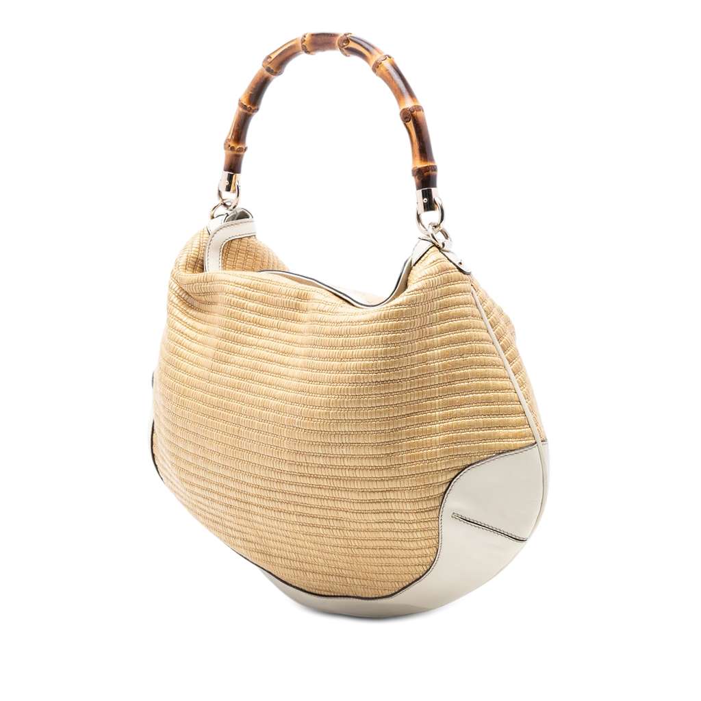 Gucci Raffia Peggy Bamboo Hobo Brown Good condition - Back View