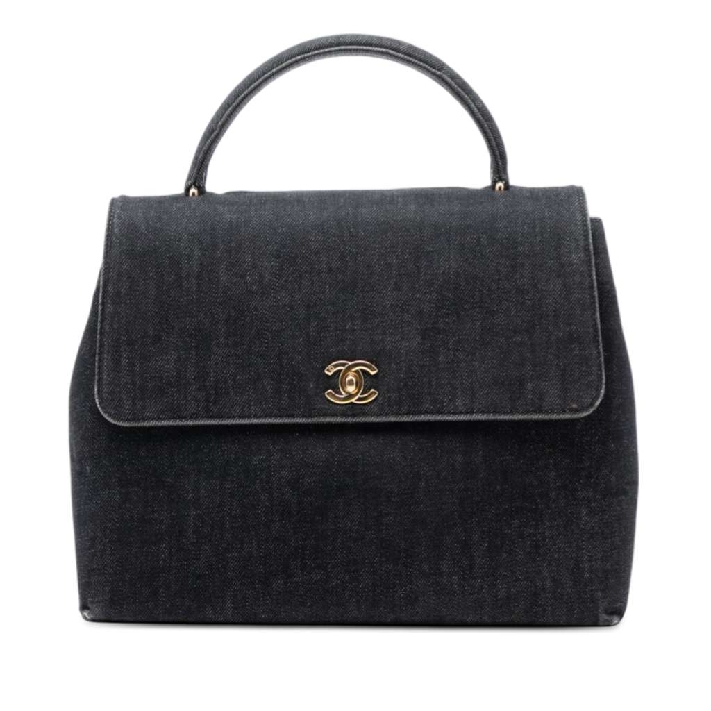 Chanel حقيبة كيلي ذات المقبض العلوي من قماش الدنيم CC