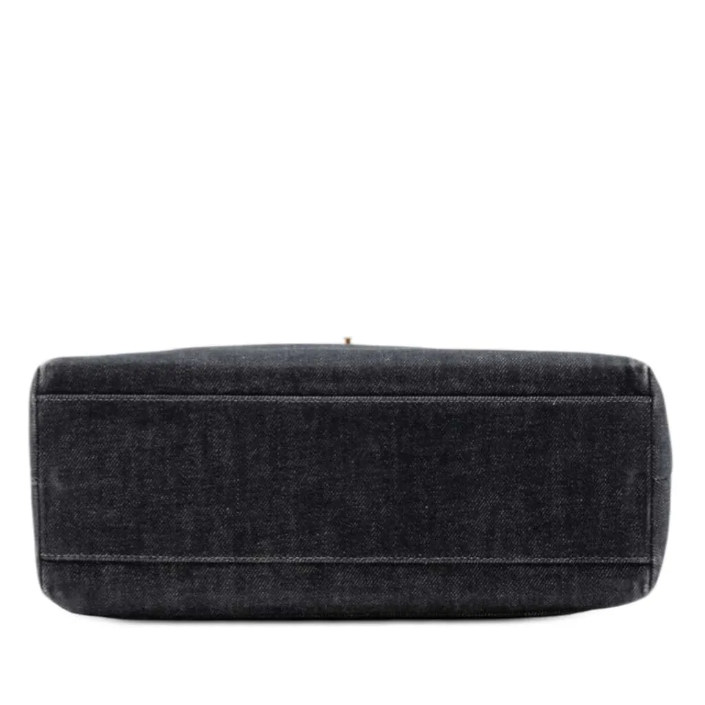 Chanel CC Denim Kelly Top Handle Bag Black Denim Very good - Inside View