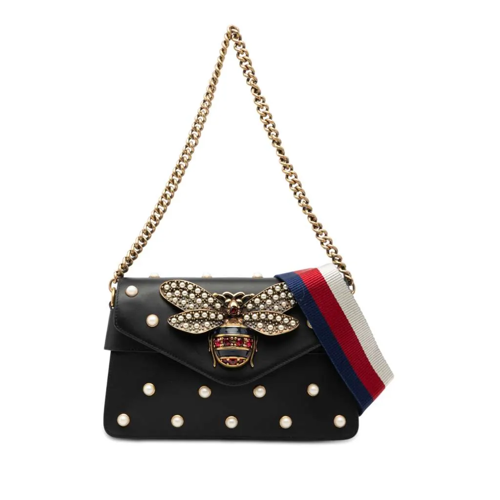 Gucci Mini Queen Margaret Broadway Leather Satchel Black Leather Very good - Front View