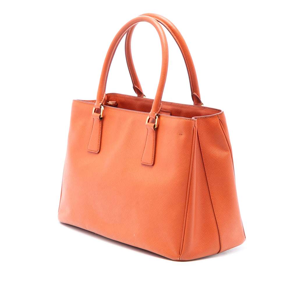 Prada Medium Saffiano Lux Galleria Satchel Orange Leather Good condition - Back View