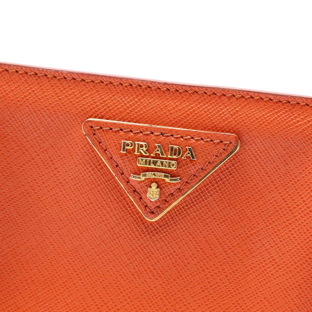 Prada Medium Saffiano Lux Galleria Satchel Orange Leather Good condition - Box View