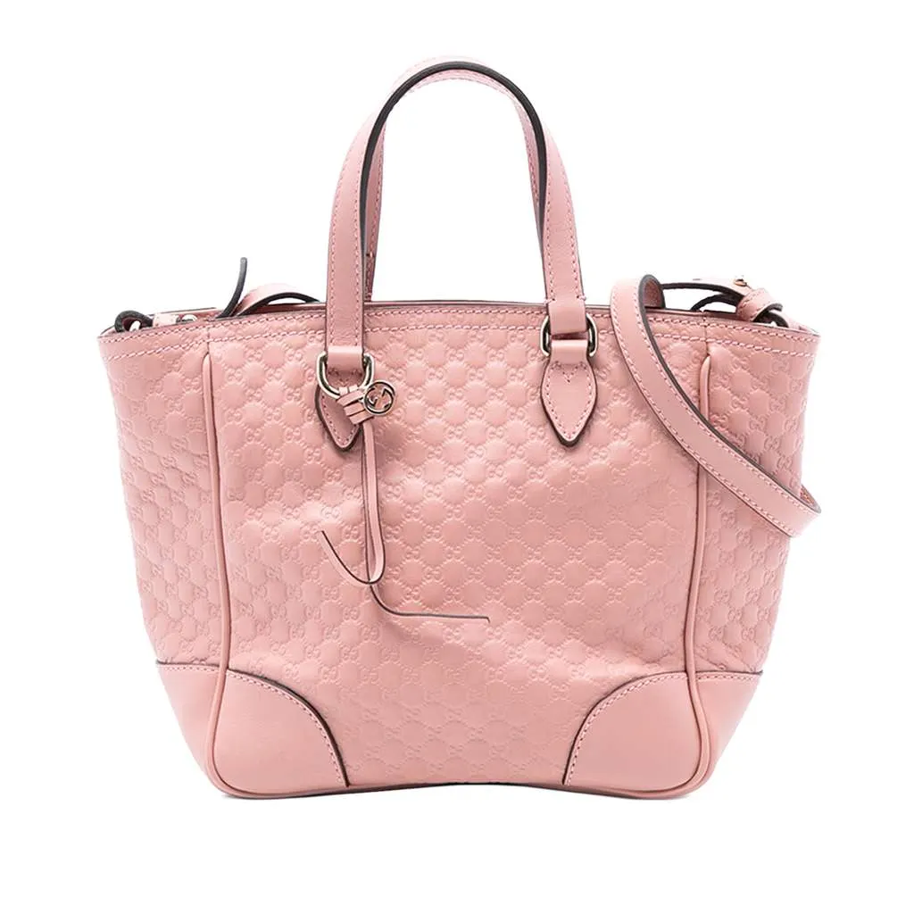 Gucci Small Microguccissima Bree Satchel Pink Leather Very good - Front View