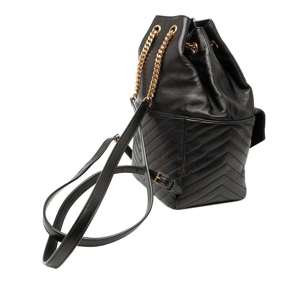 Saint Laurent Chevron Lambskin Monogram Joe Backpack Black Leather Good condition - Back View