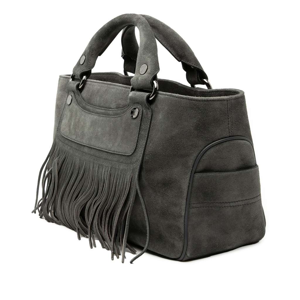 Celine Suede Boogie Fringe Handbag Grey Leather Good condition - Back View