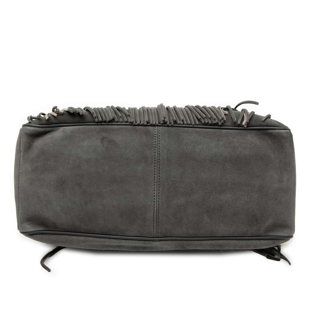 Celine Suede Boogie Fringe Handbag Grey Leather Good condition - Inside View