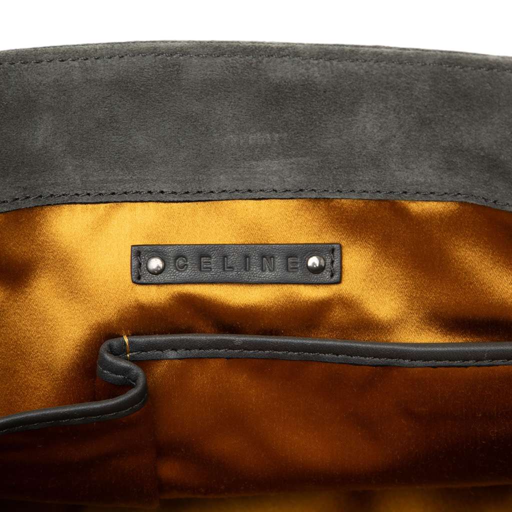 Celine Suede Boogie Fringe Handbag Grey Leather Good condition - Box View