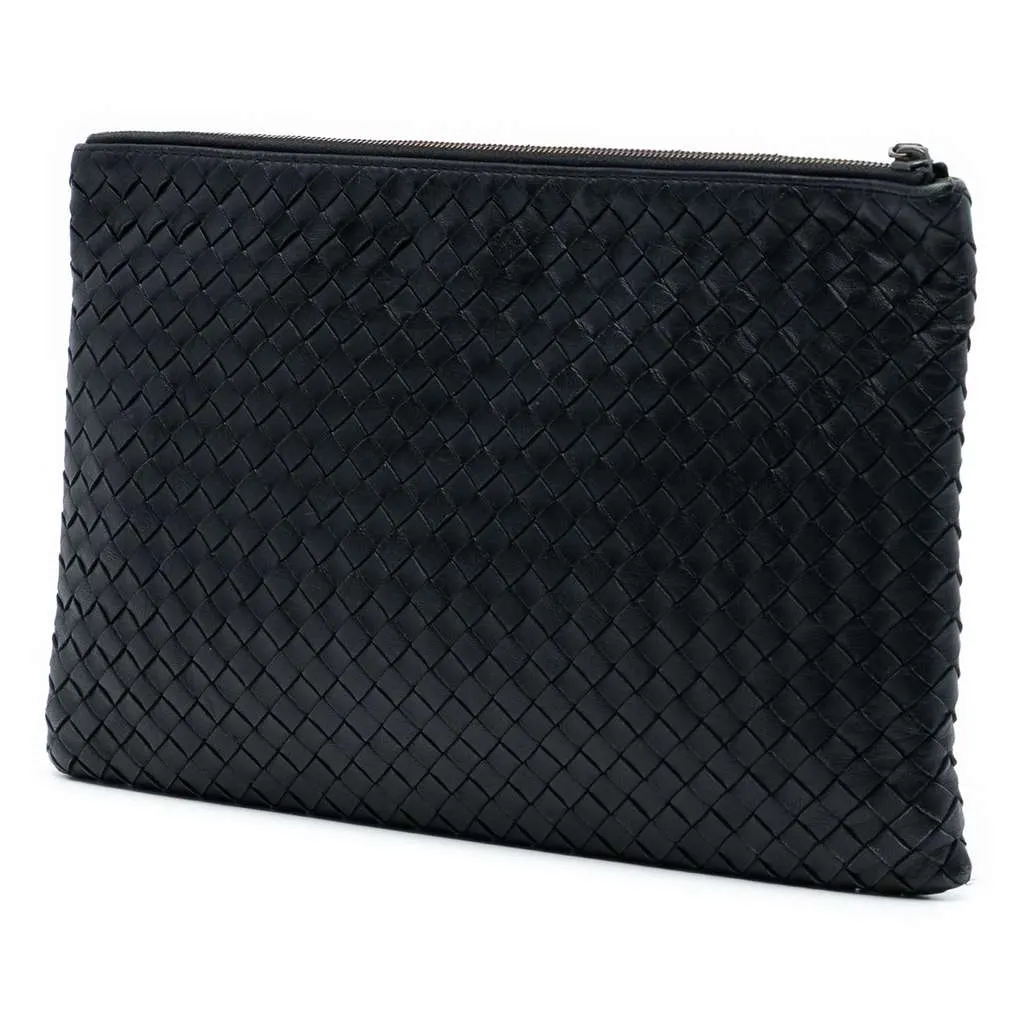 Bottega Veneta Nappa Intrecciato Clutch Black Leather Very good - Back View