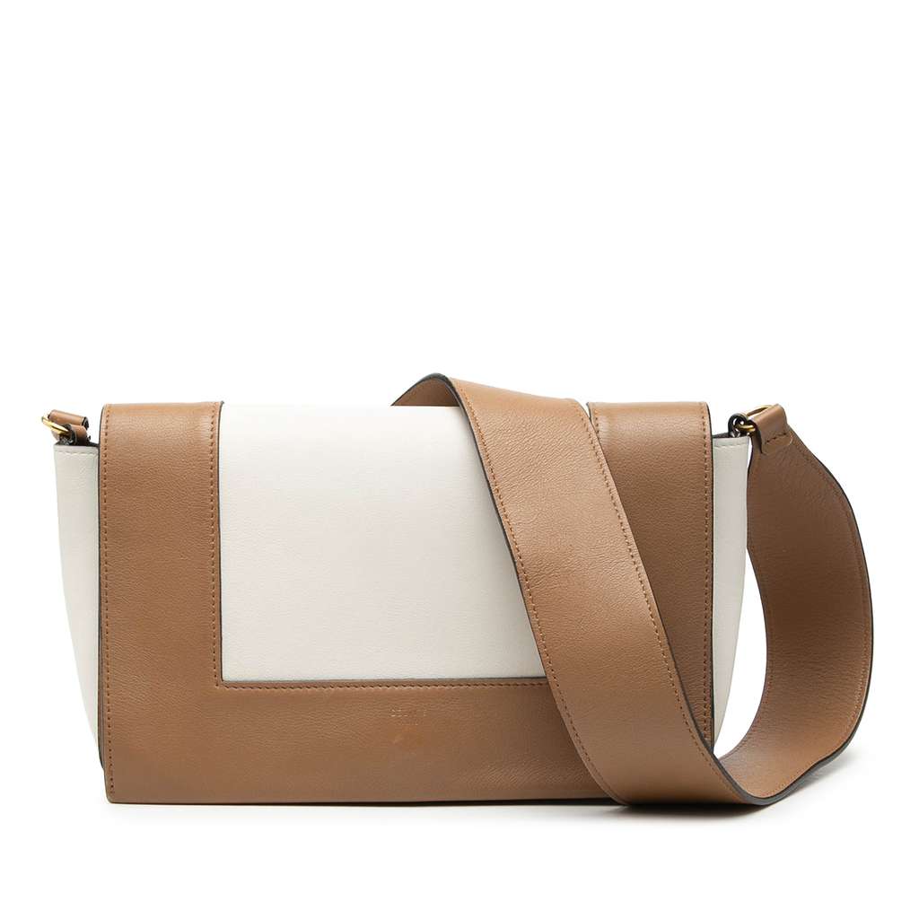 Celine Leather Frame Shoulder Bag White Leather Good condition - Front View