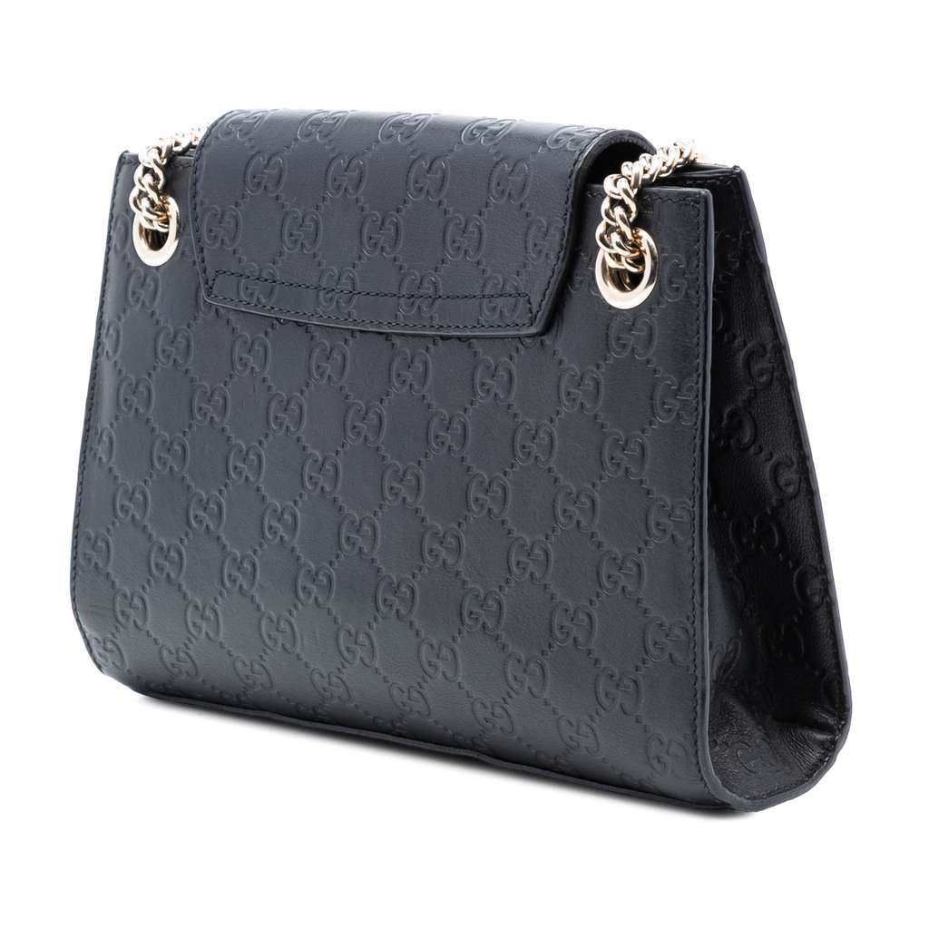 Gucci Small Guccissima Emily Shoulder Bag Black Leather Good condition - Back View