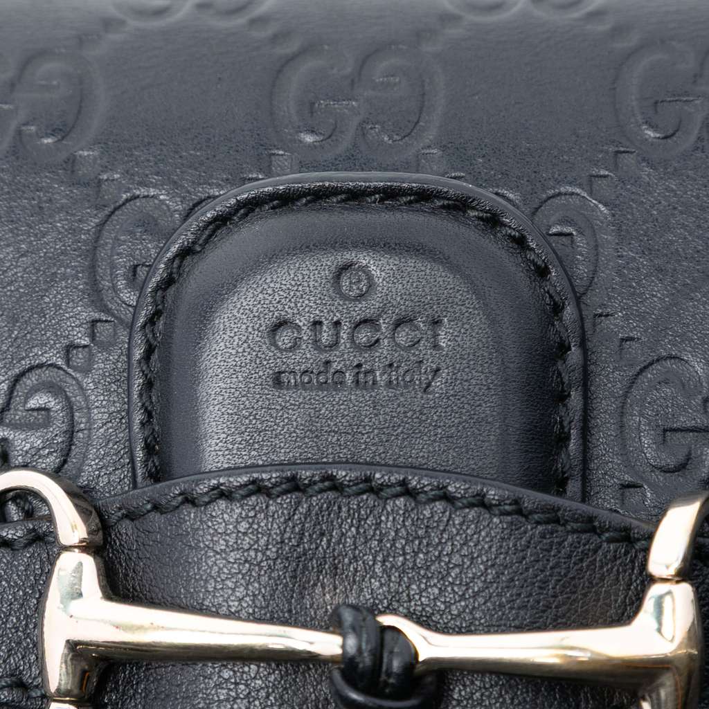 Gucci Small Guccissima Emily Shoulder Bag Black Leather Good condition - Box View