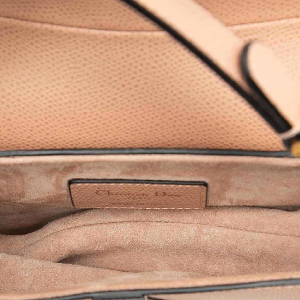 Dior Mini Grained Calfskin Saddle Bag Beige Leather Good condition - Model View