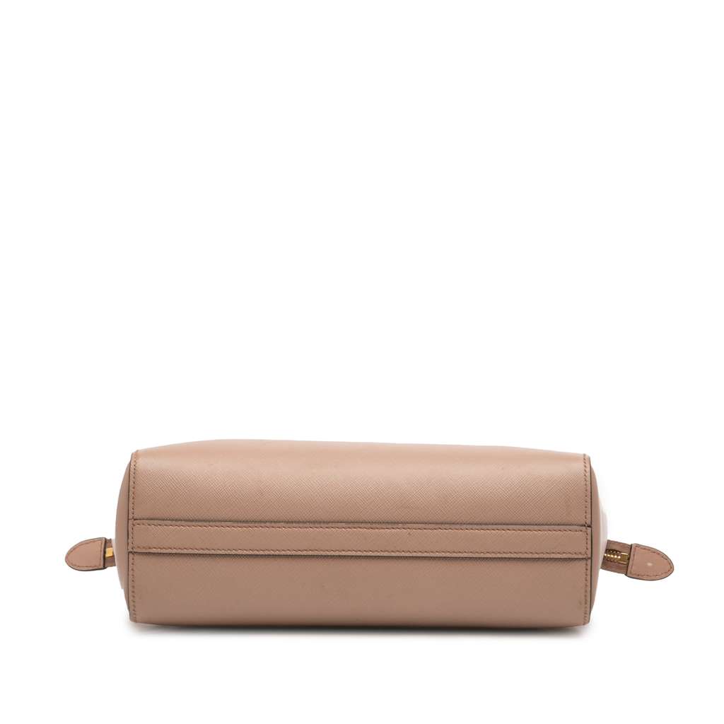 Prada Soft Calf Trimmed Saffiano Lux Zip Convertible Tote Brown Leather Good condition - Inside View