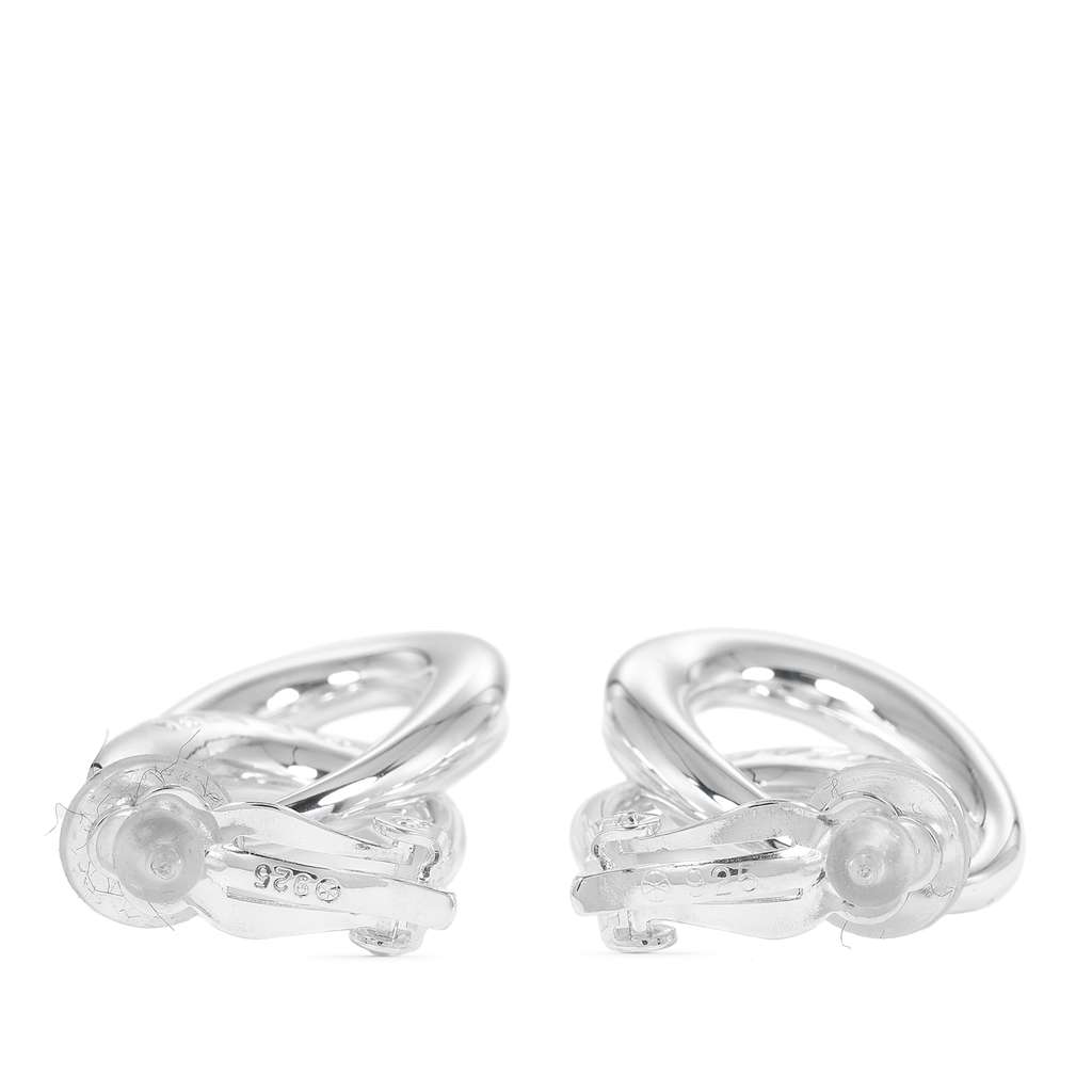 Chanel Sterling Silver Double Hoop Clip On Earrings Silver Silver Good condition - Inside View