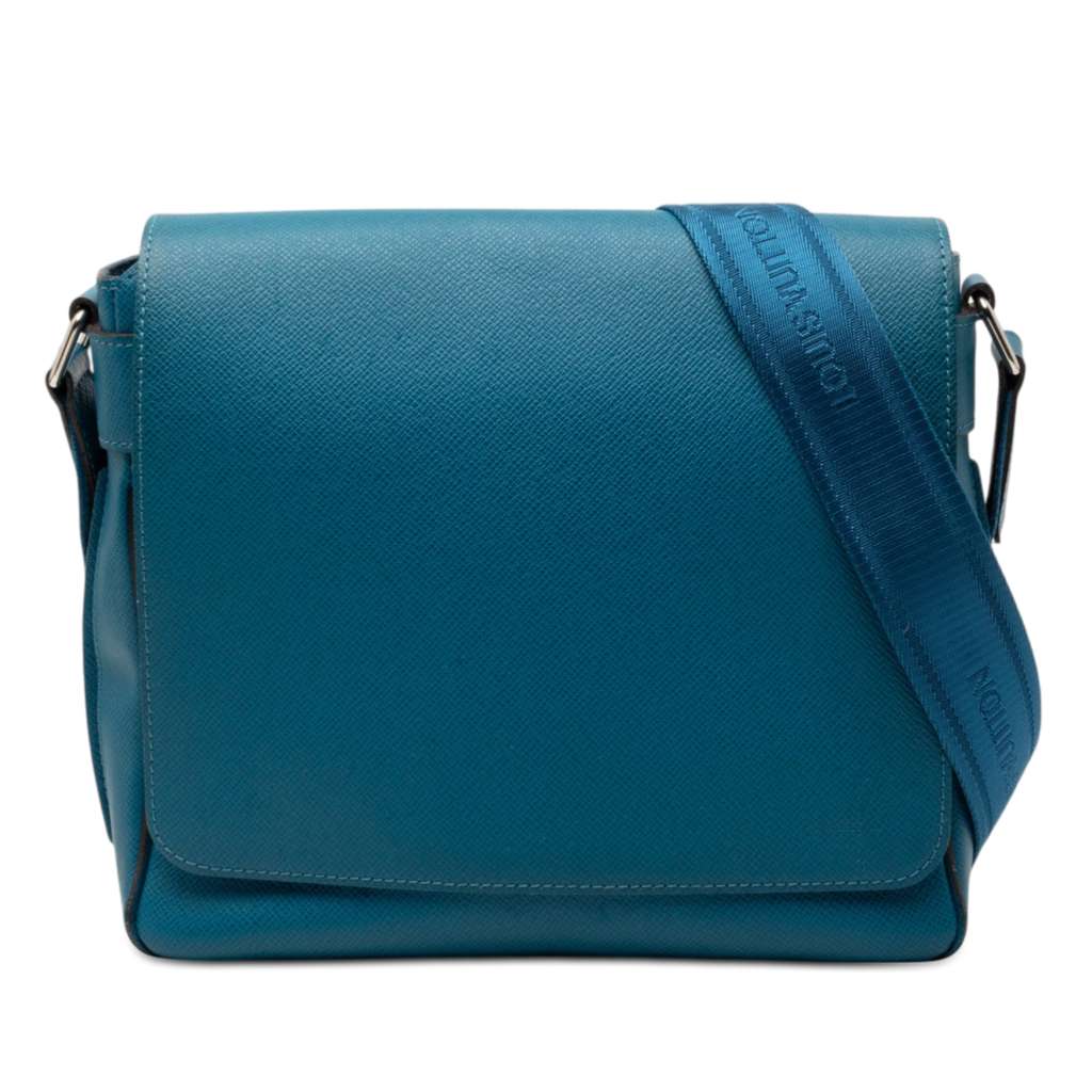 Louis Vuitton Taiga Roman PM Blue Leather Good condition - Front View