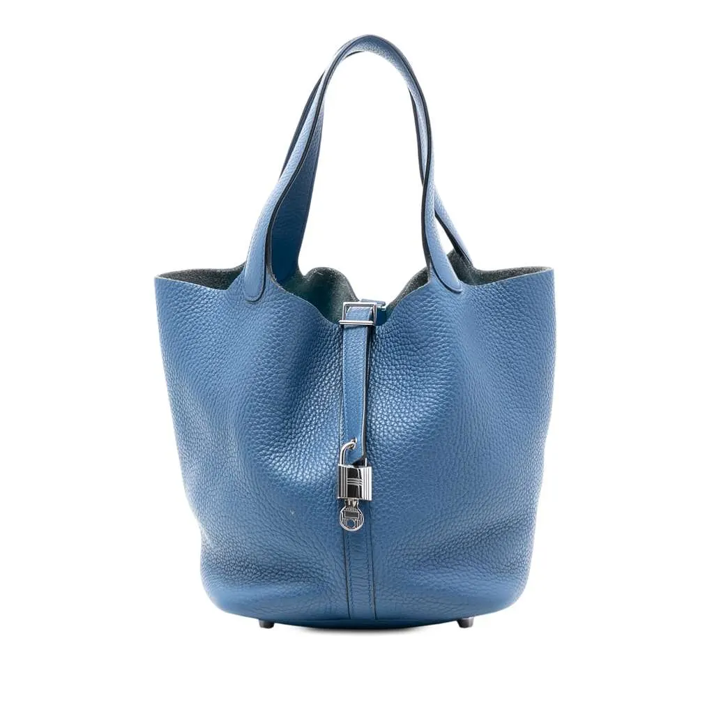 Hermès Clemence Picotin Lock 22 Blue Leather Very good - Front View