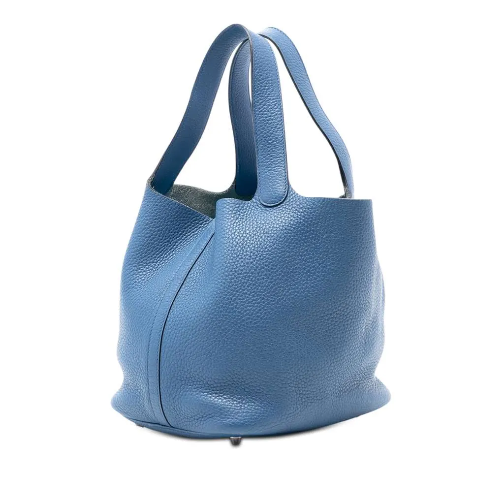 Hermès Clemence Picotin Lock 22 Blue Leather Very good - Back View