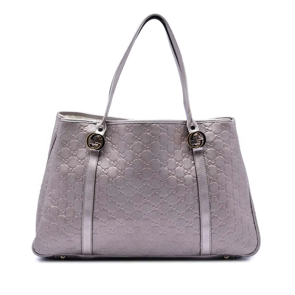 Gucci Large Metallic Guccissima Twins Tote Purple Leather Very good - Front View