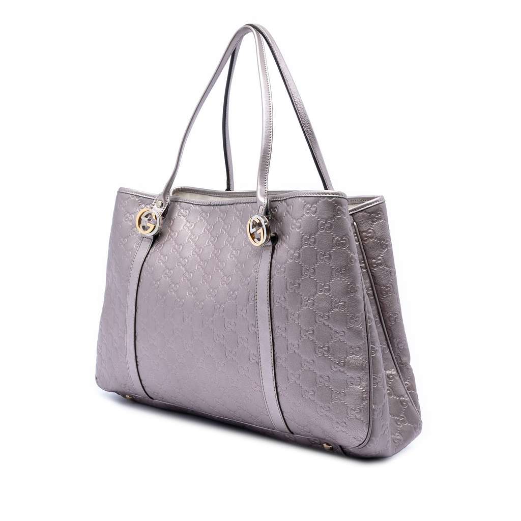 Gucci Large Metallic Guccissima Twins Tote Purple Leather Good condition - Back View