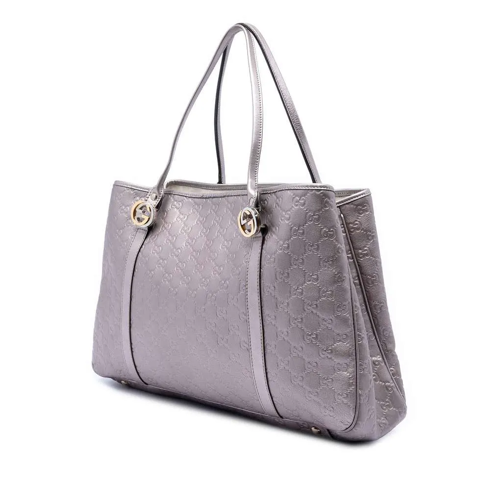 Gucci Large Metallic Guccissima Twins Tote Purple Leather Very good - Back View