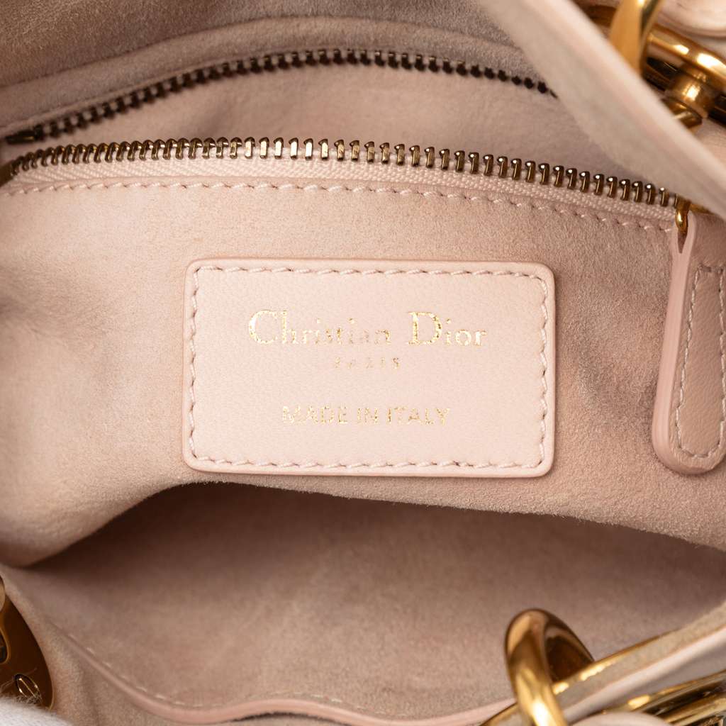 Dior Mini Lambskin Cannage Studded Supple Lady Dior Brown Leather Very good condition - Box View